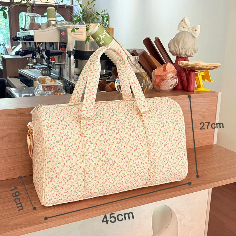 New Floral Quilted Duffel Bag Large size Travel Handbag Korean Style Travel Bags Custom Woman Large Fitness Handbags