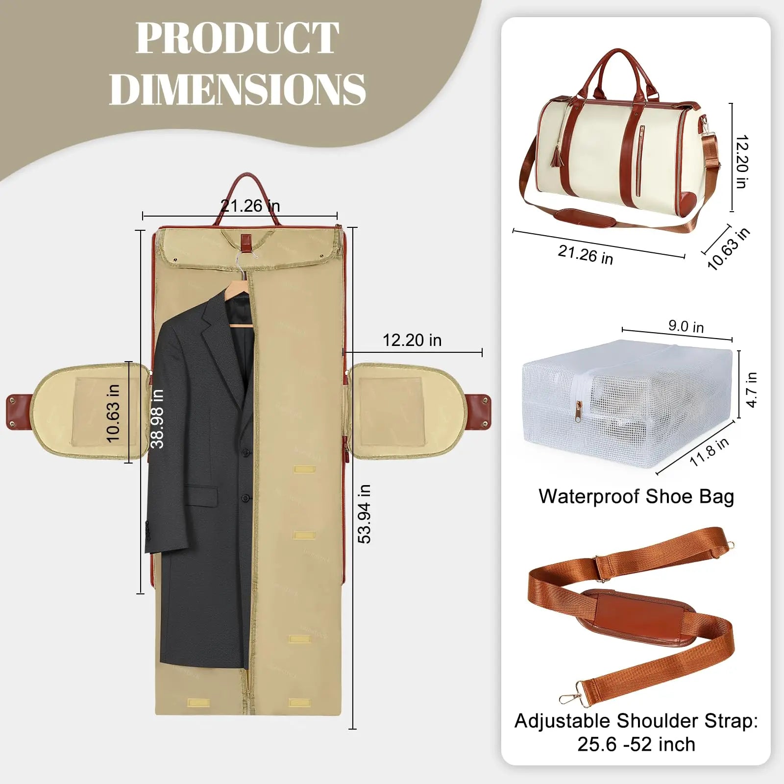 Geestock Convertible Garment Bag 2in1 Carry On Travel Duffle Bag Women Foldable Hanging Suit Travel Bags Waterproof Weekender Ba