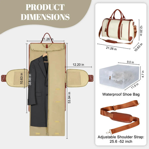 Geestock Convertible Garment Bag 2in1 Carry On Travel Duffle Bag Women Foldable Hanging Suit Travel Bags Waterproof Weekender Ba